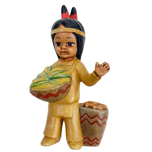 Vtg Thanksgiving Decor Native American Indian Figurine Duncan Enterprises 1981 - Picture 9 of 13